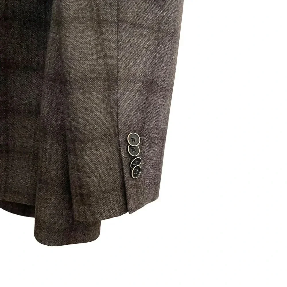 Joseph Abboud Mens Sport Coat‎ Wool Cashmere 44R Grey Plaid E.Thomas Hamilton